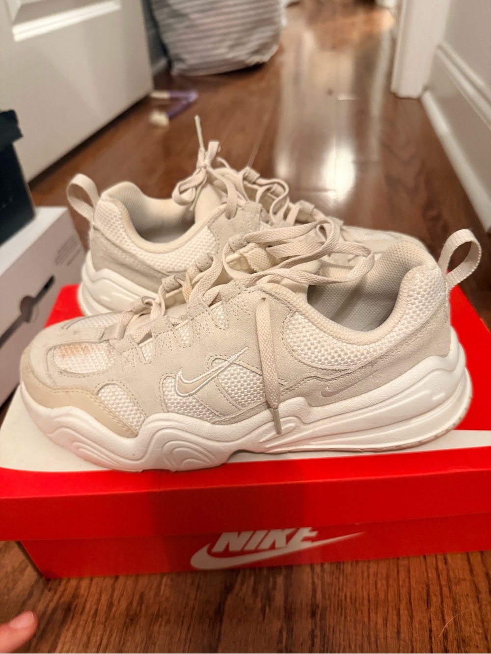 Nike Tech Hera Womens Cream/White Chunky Athletic Sneakers